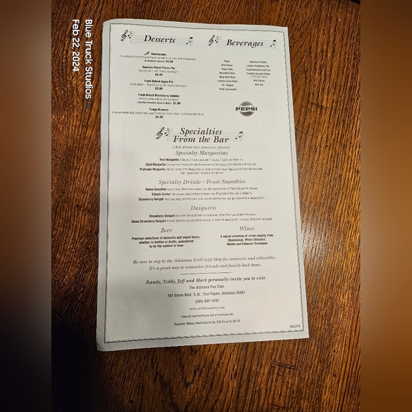 Alabama Grill Menu - Picture 3 of 6